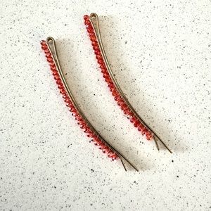 Red Crystal Gold Bobby Pin Hair Clip